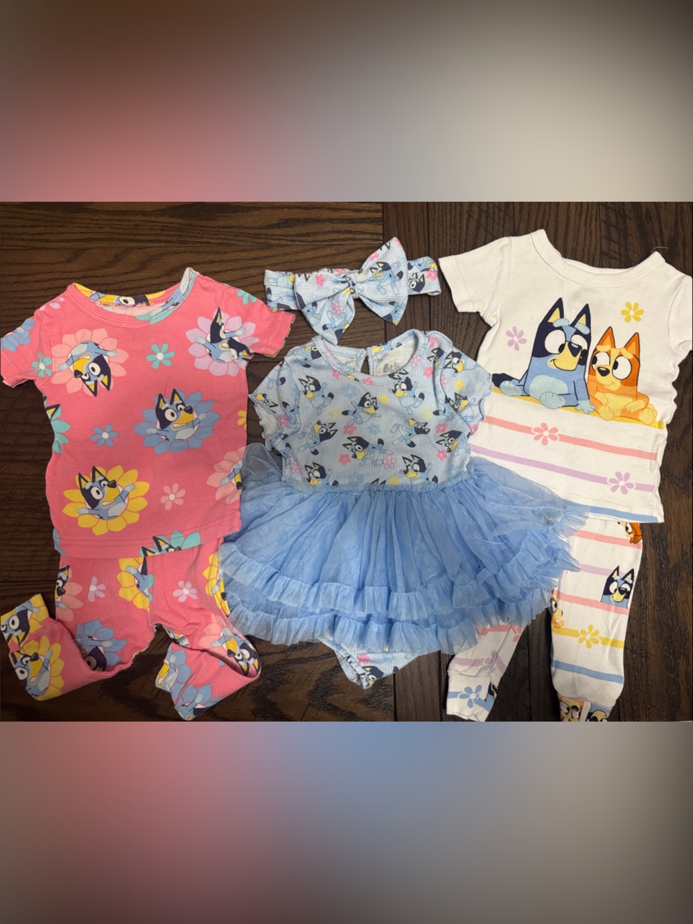 🌻🥝 Set of 12M Bluey Pajama Sets and Bluey Dress with Tutu🥝🌻